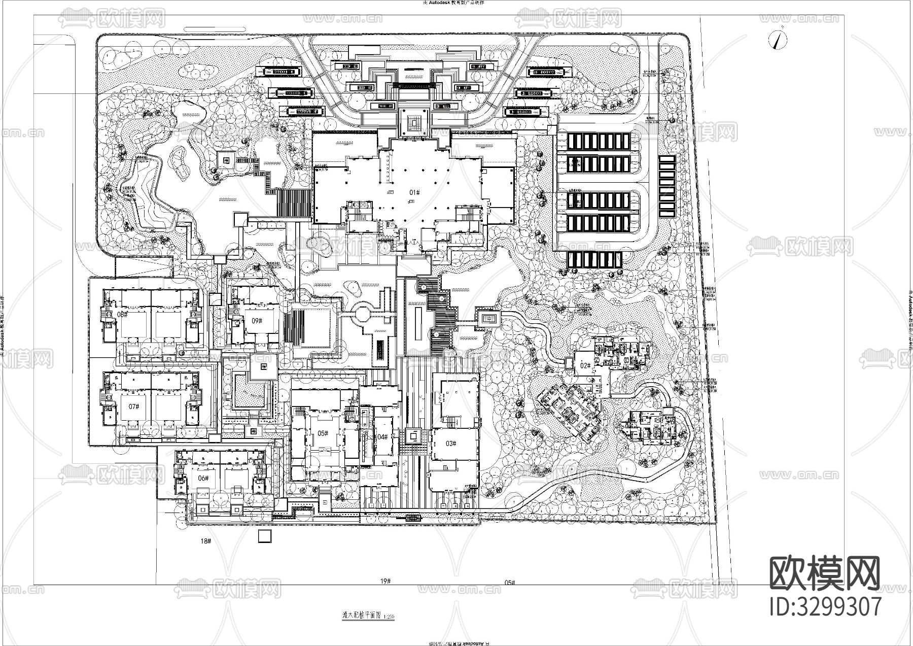 住宅小区绿化cad施工图下载（渲染图7）