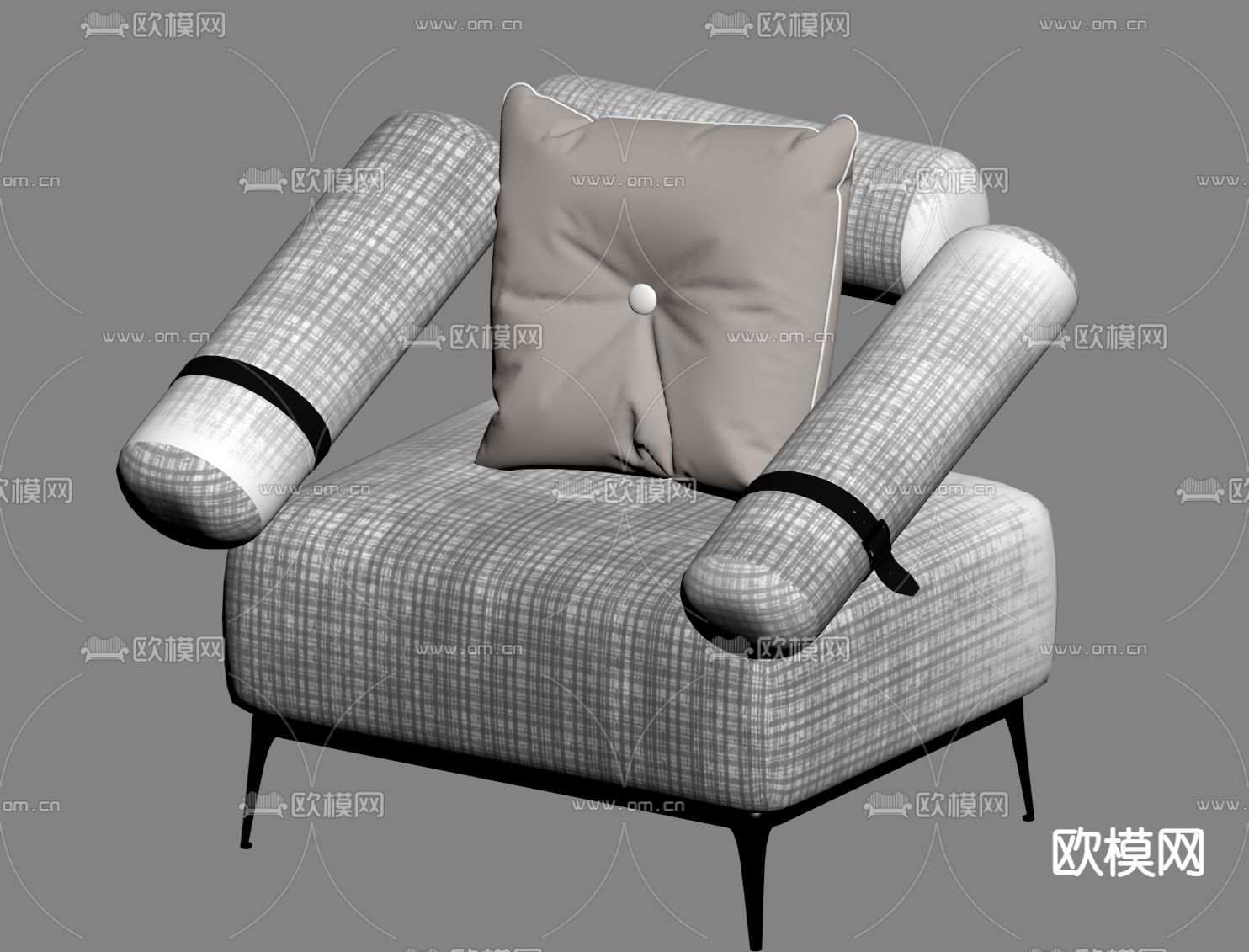 现代单人沙发su模型下载（渲染图1）