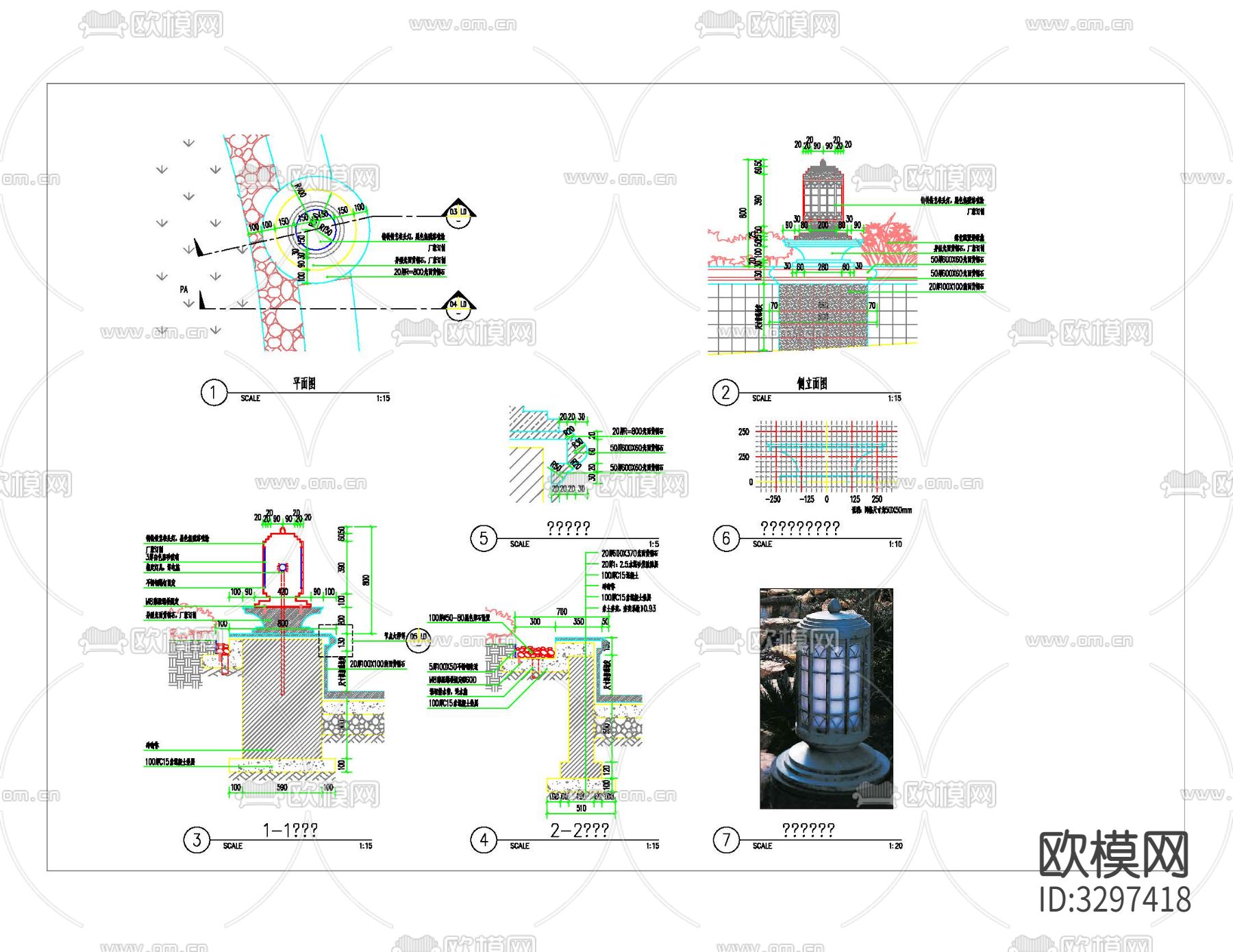 主入口柱头灯CAD施工图下载