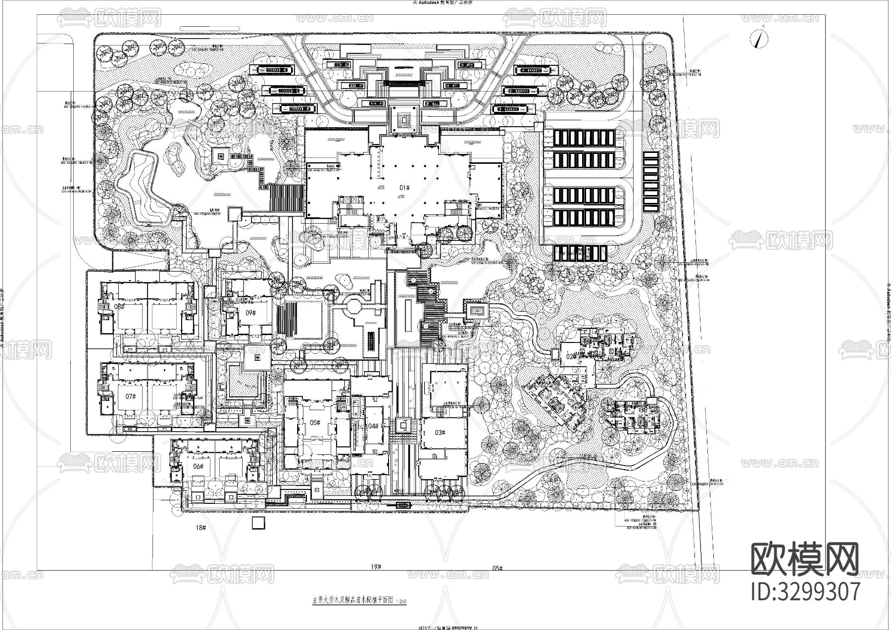 住宅小区绿化cad施工图下载（渲染图5）
