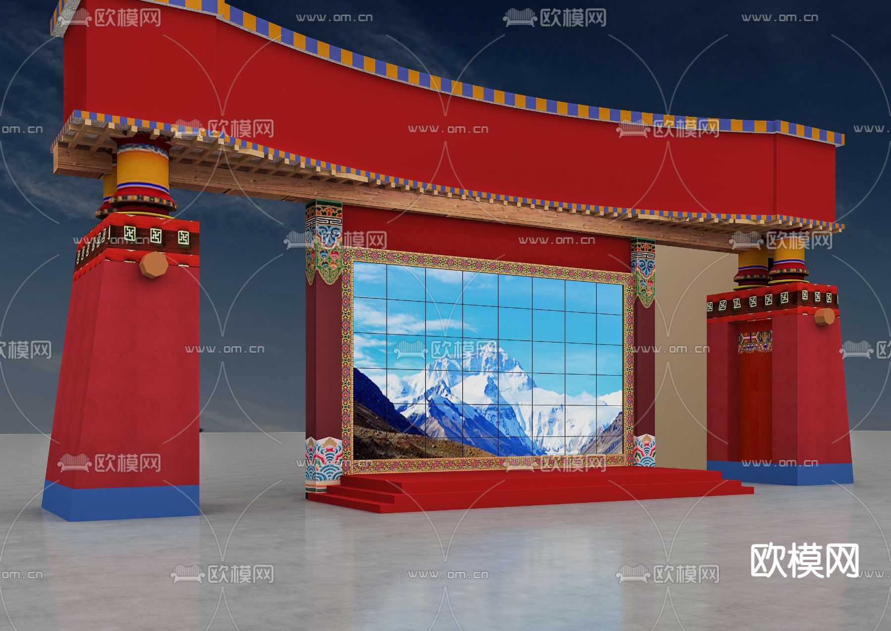 藏式戏台 舞台3d模型