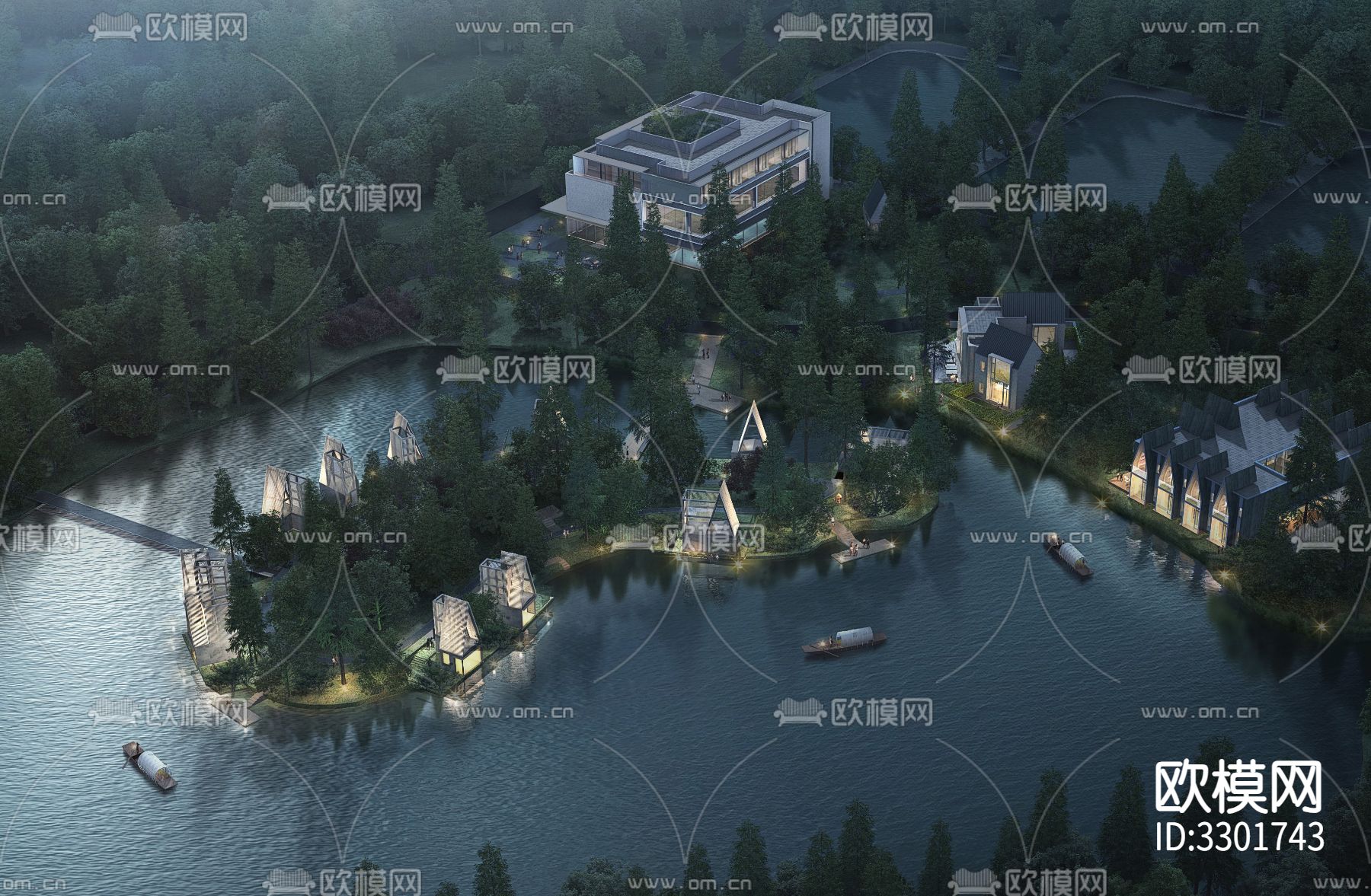 湖畔度假民宿酒店方案cad施工图下载（渲染图6）