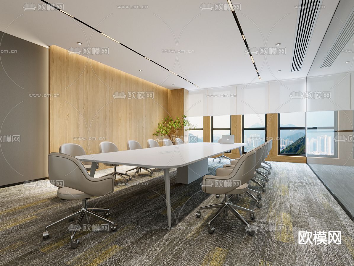 现代会议室3d模型下载