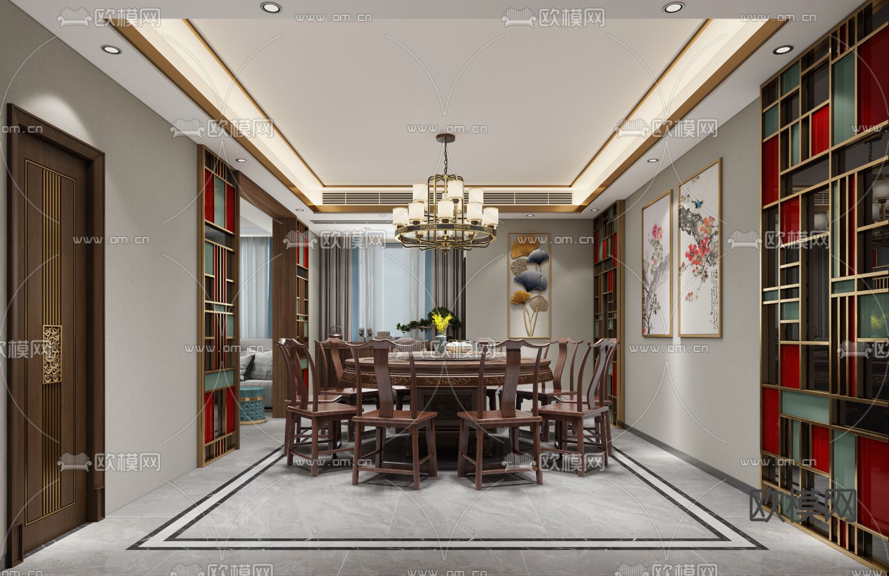 中式餐厅包厢 包间3d模型下载