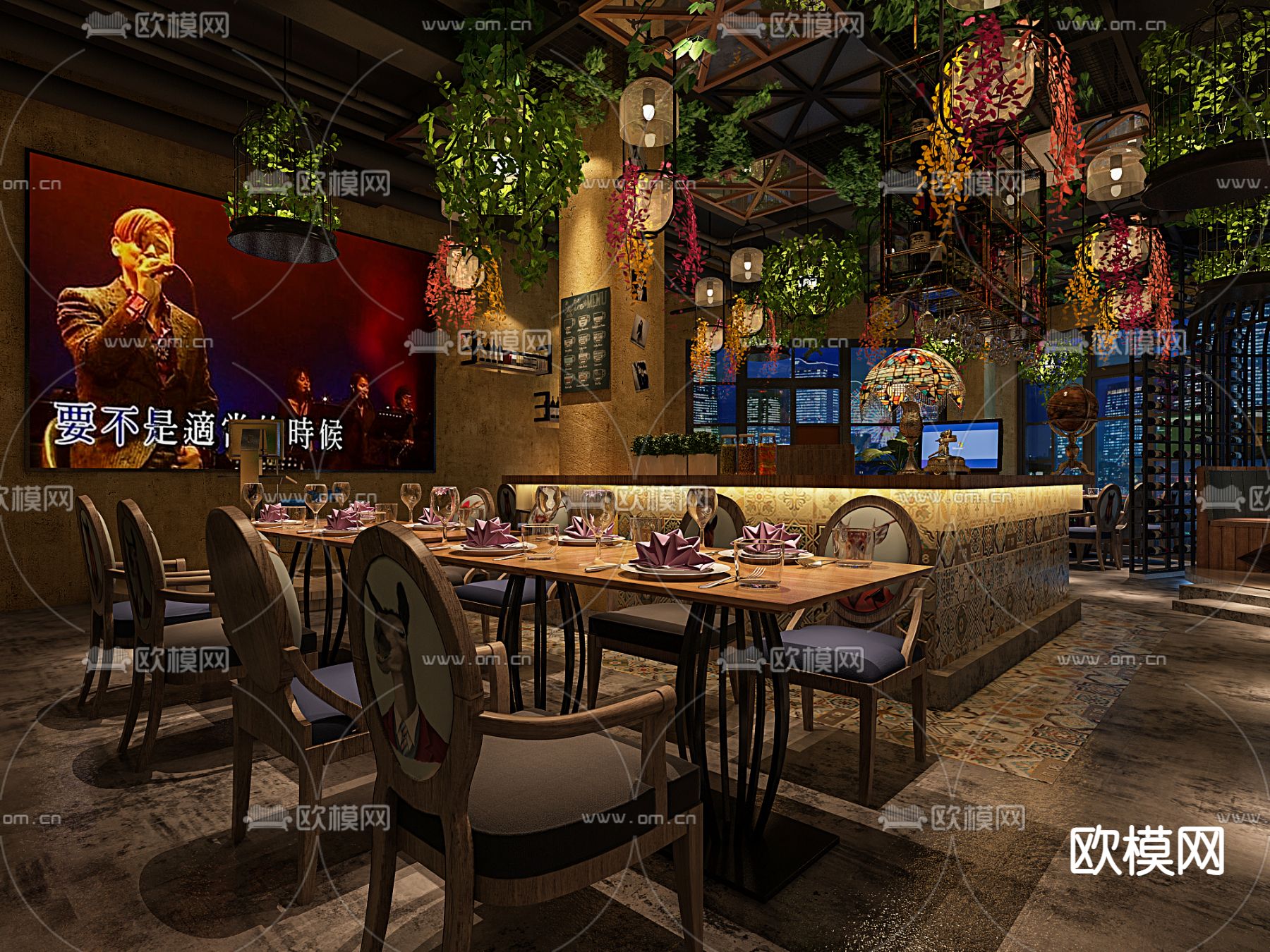 北欧音乐餐厅 酒吧3d模型下载（渲染图3）