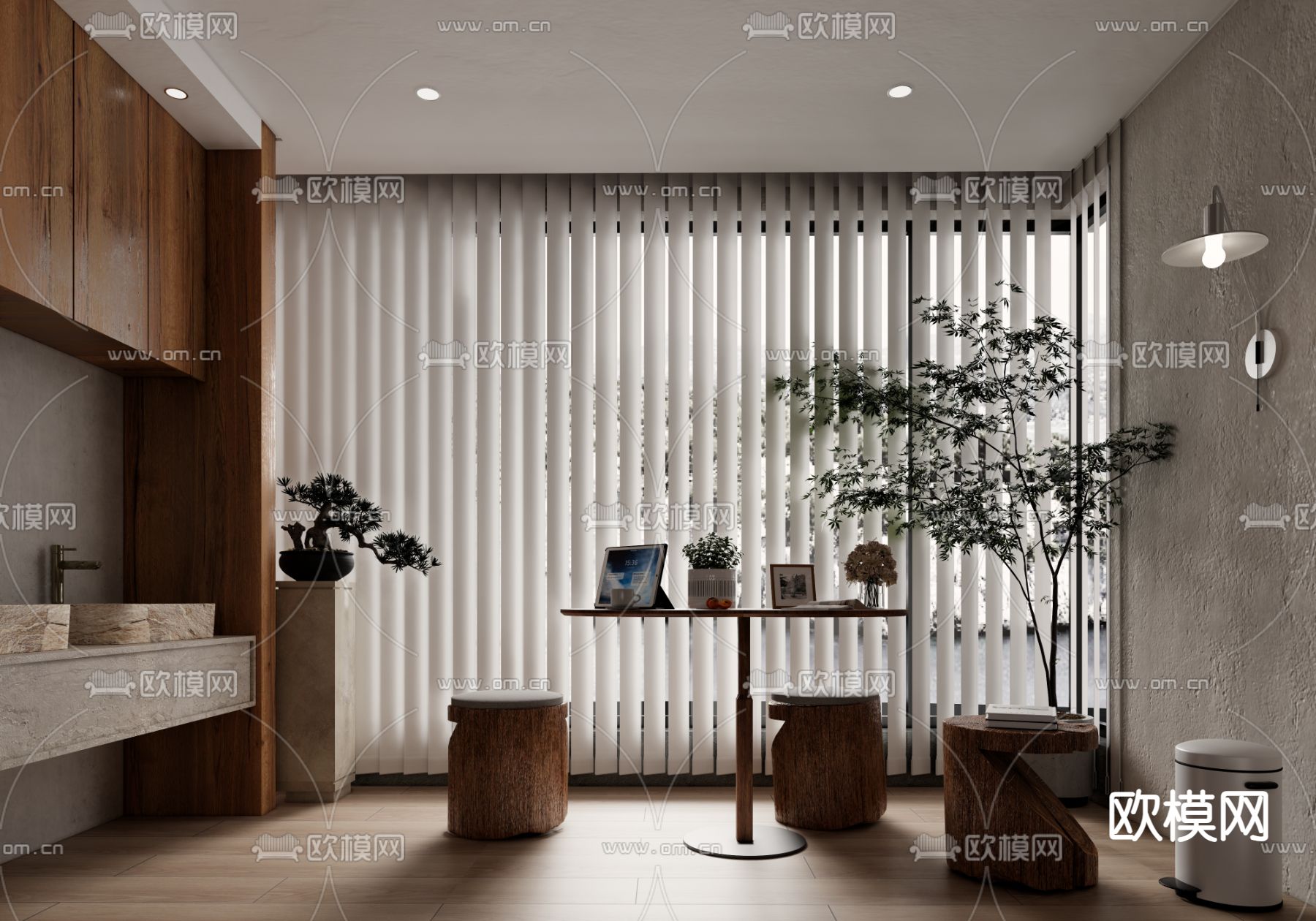 侘寂风休闲阳台su模型下载（渲染图3）