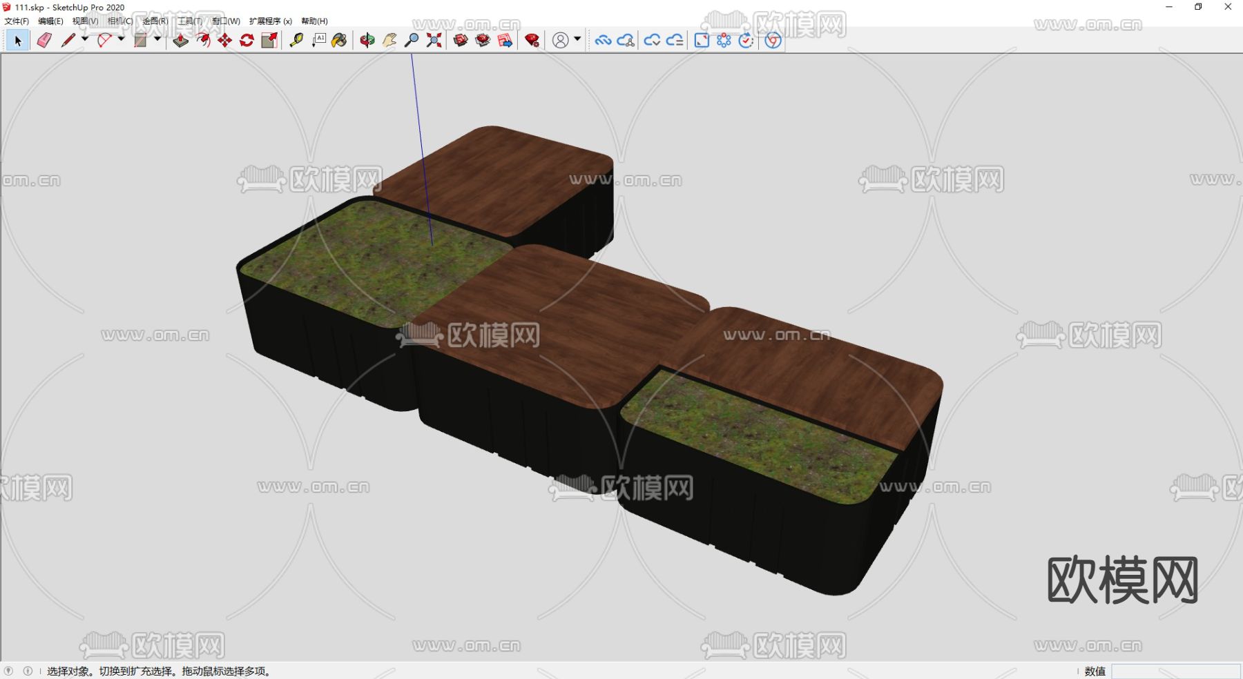 花箱 户外坐凳su模型下载（渲染图2）