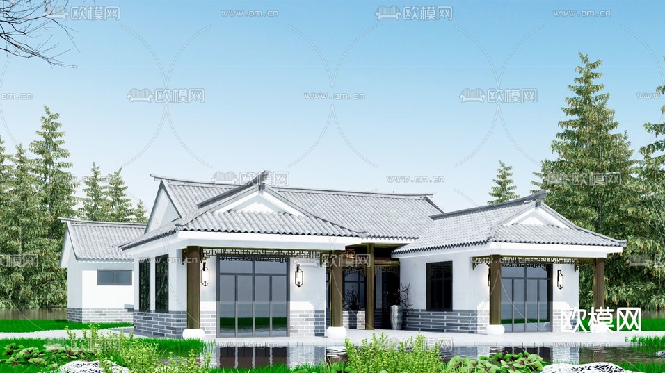 中式古建3d模型下载