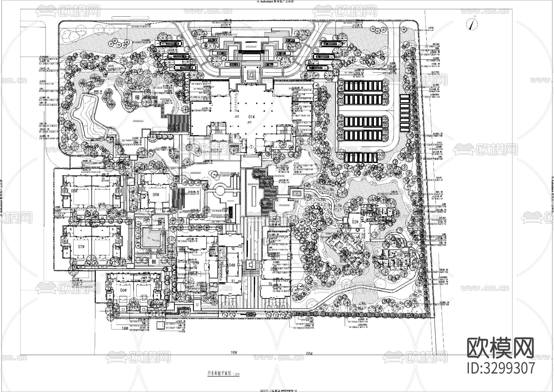 住宅小区绿化cad施工图下载（渲染图6）