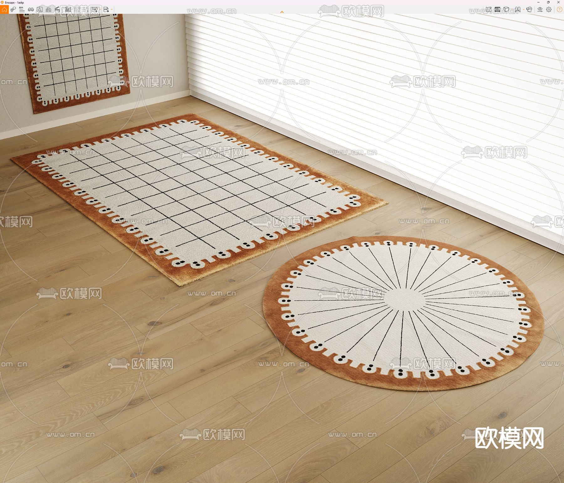 中古风地毯  宋式风地毯su模型下载（渲染图1）