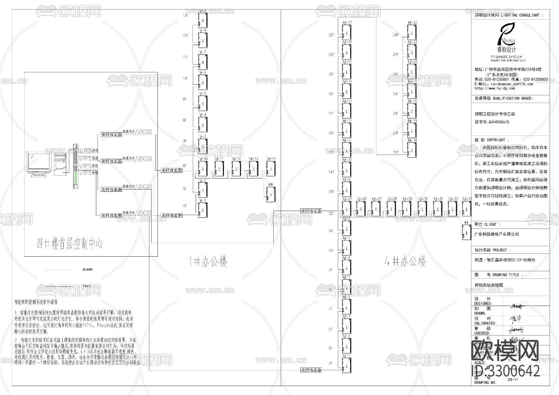 高层办公楼泛光照明cad平面图下载（渲染图1）