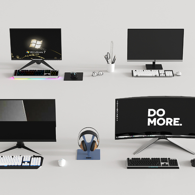  台式 电脑 显示屏 键盘鼠标su模型 