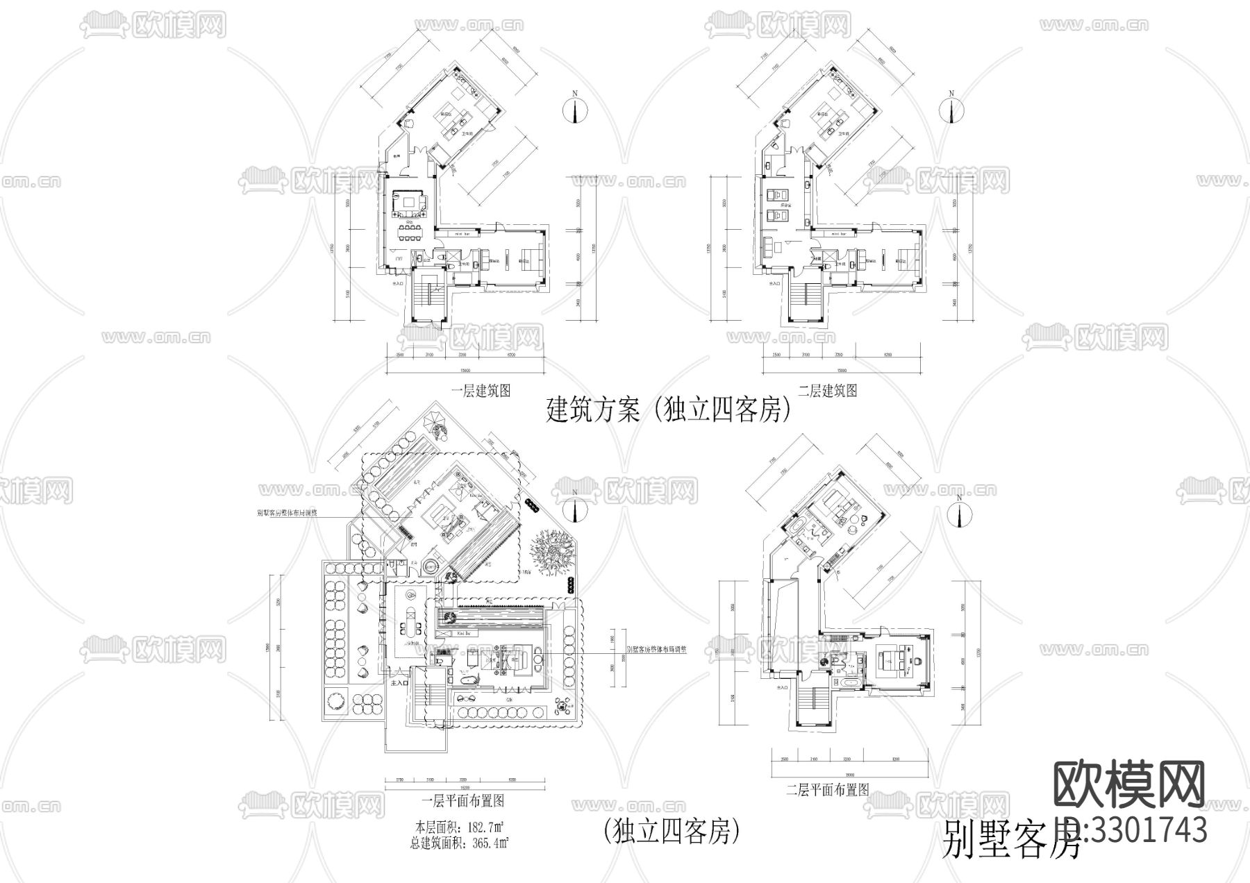 湖畔度假民宿酒店方案cad施工图下载（渲染图4）