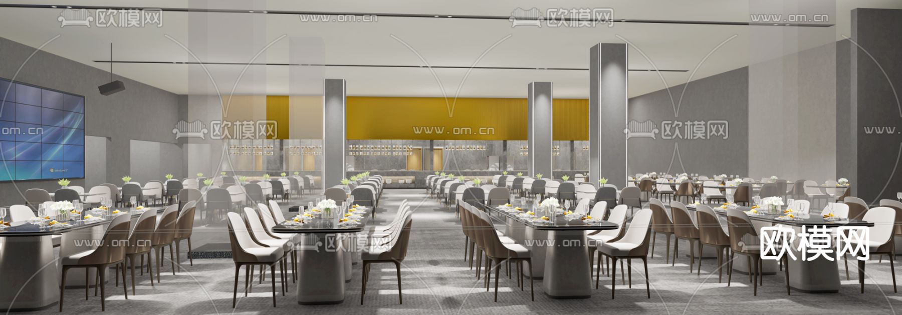 员工食堂 职工食堂3d模型下载