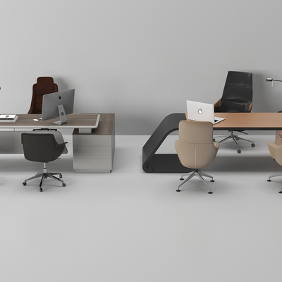  班台桌 大班桌su模型 