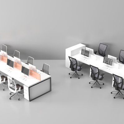  卡位办公桌椅 职员桌su模型 