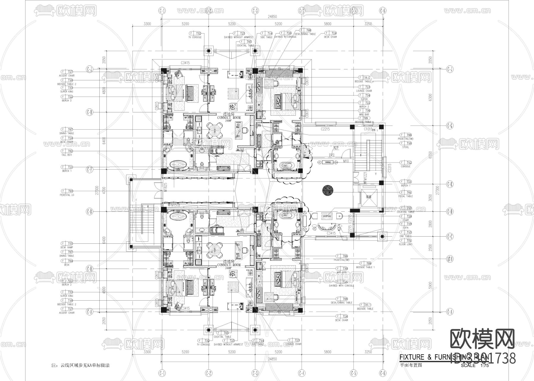 度假民宿别墅酒店cad施工图下载（渲染图2）