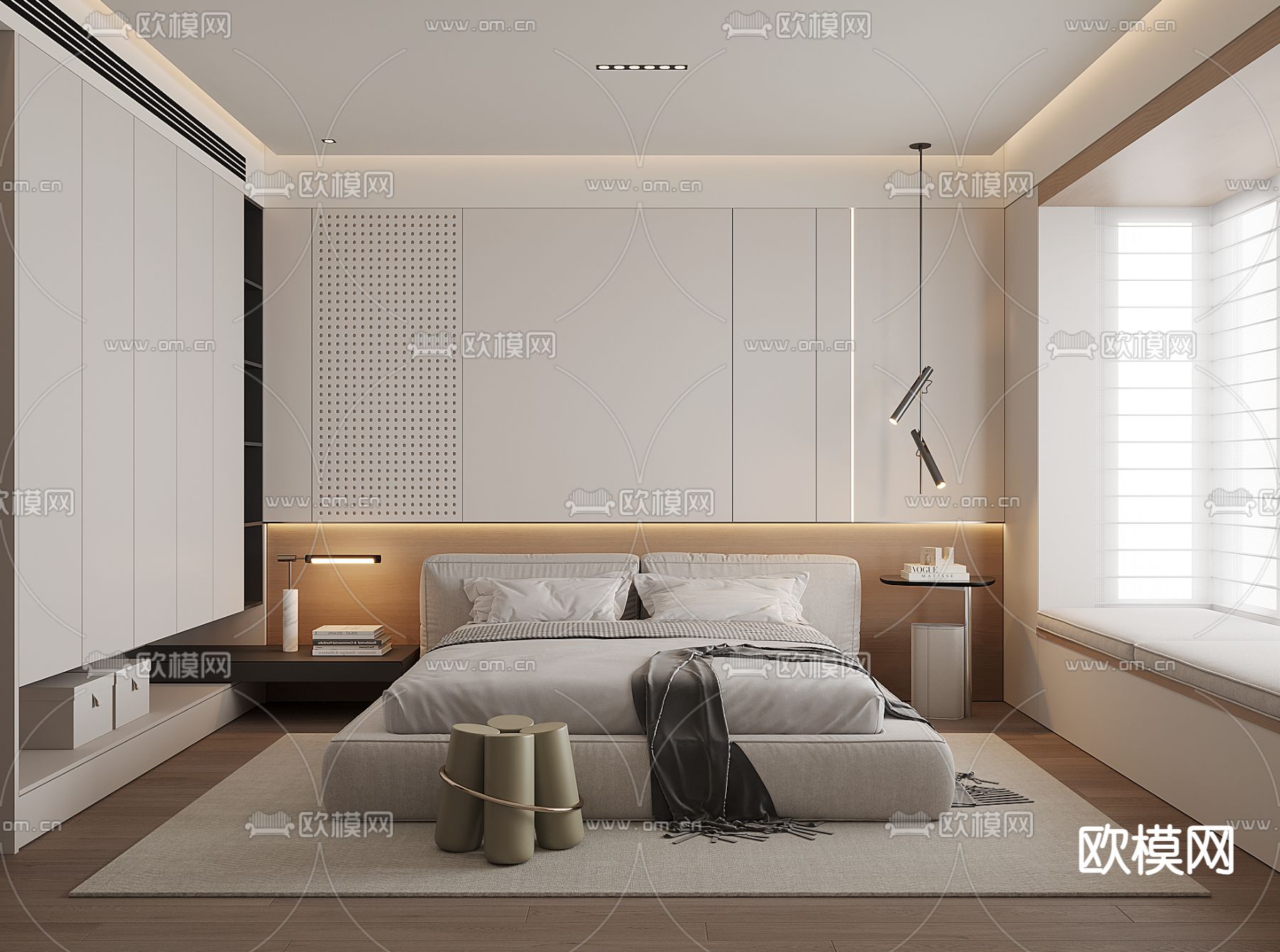 现代卧室 主人房3d模型下载