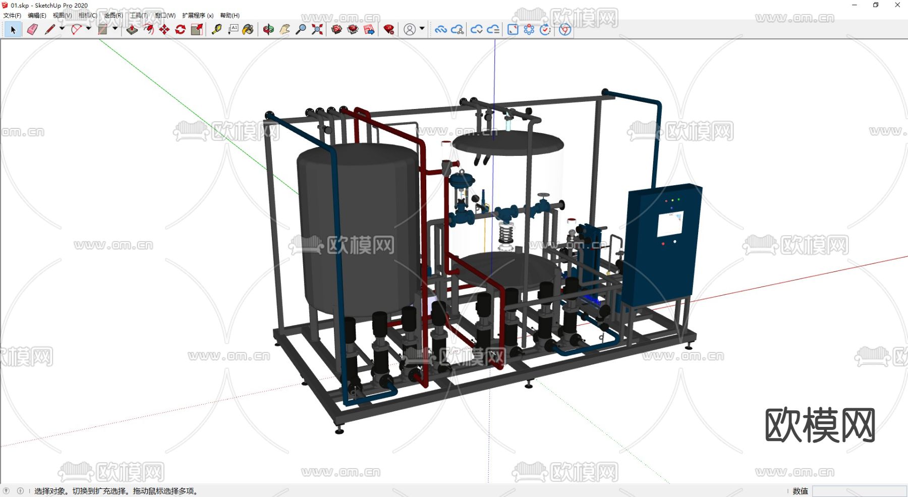 液气 工业设备su模型下载（渲染图2）
