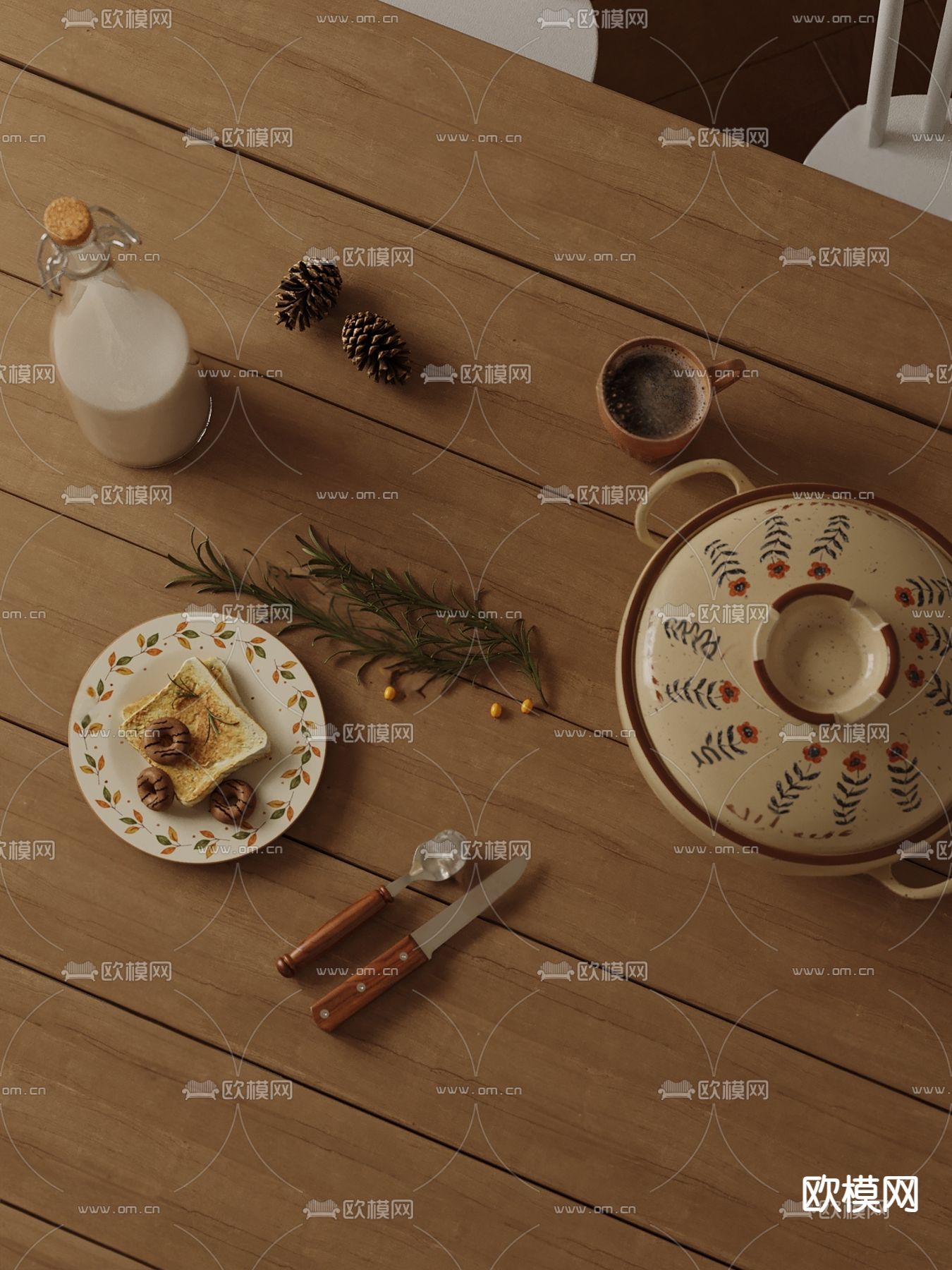 现代餐桌摆件su模型下载（渲染图2）