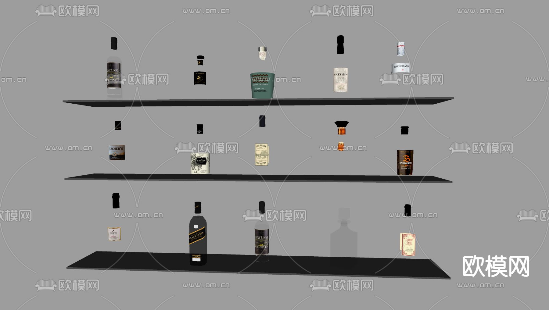 红酒 洋酒 置物架su模型下载（渲染图1）