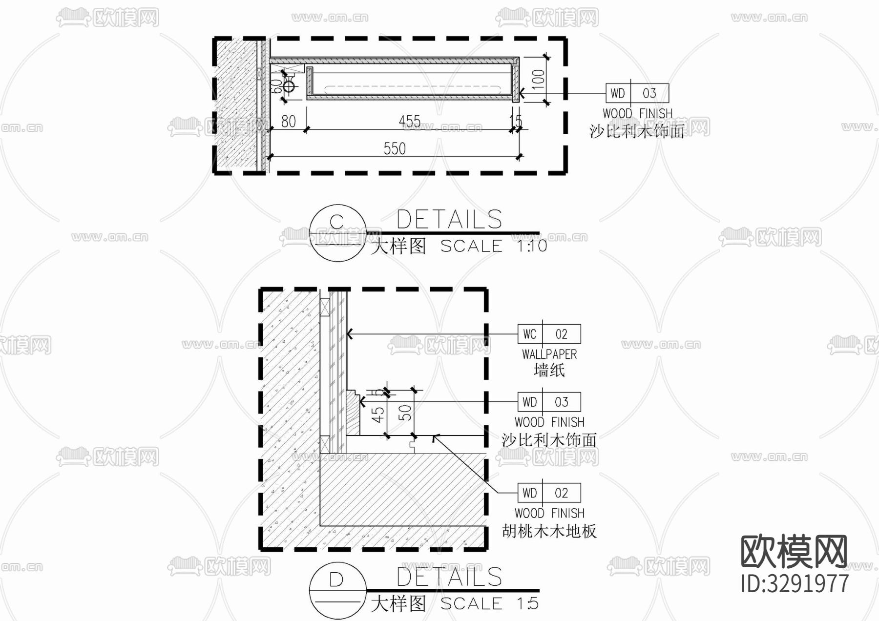 儿童房书桌衣柜榻榻米cad施工大样详图下载（渲染图2）
