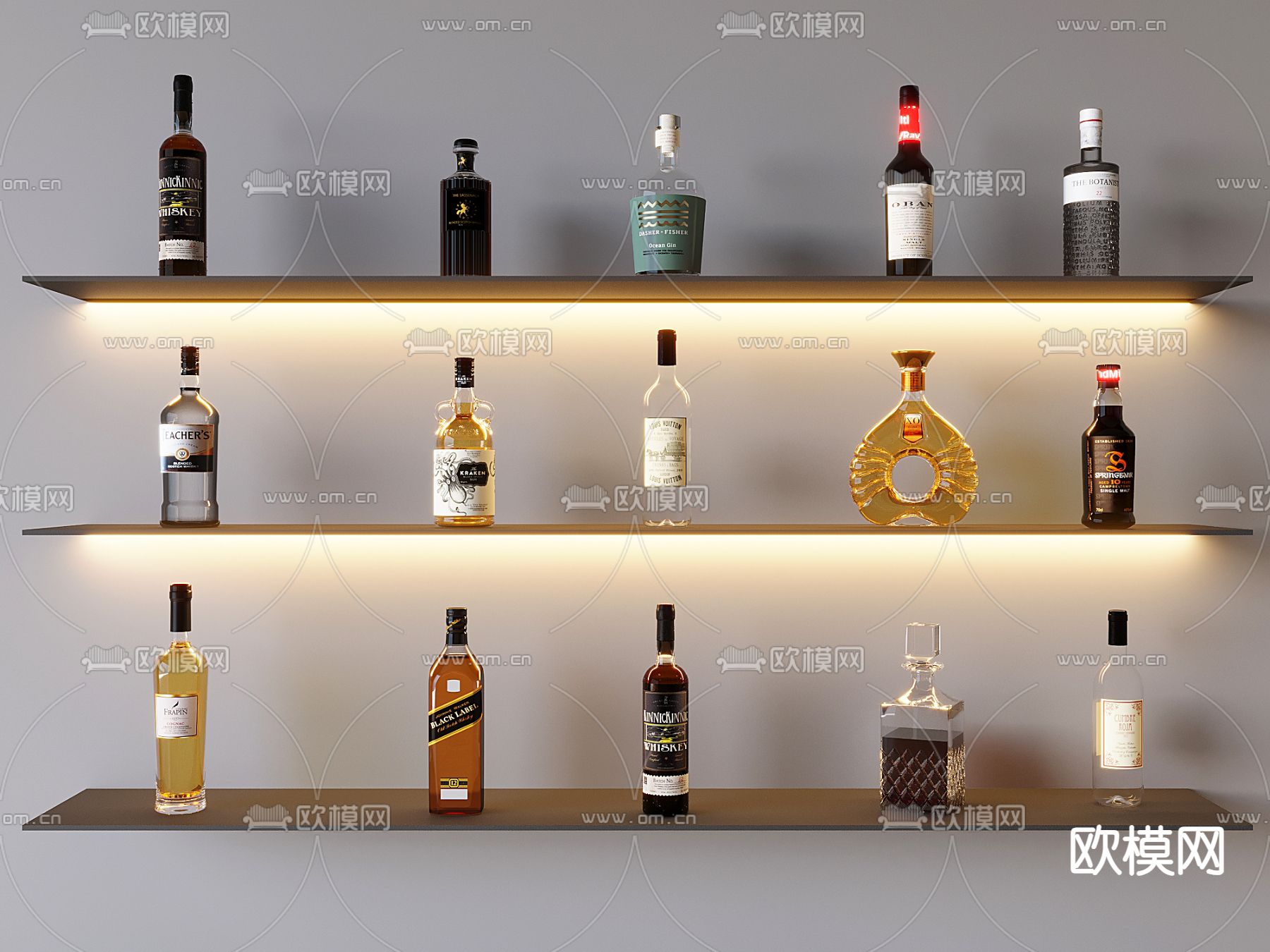 红酒 洋酒 置物架su模型下载（渲染图2）
