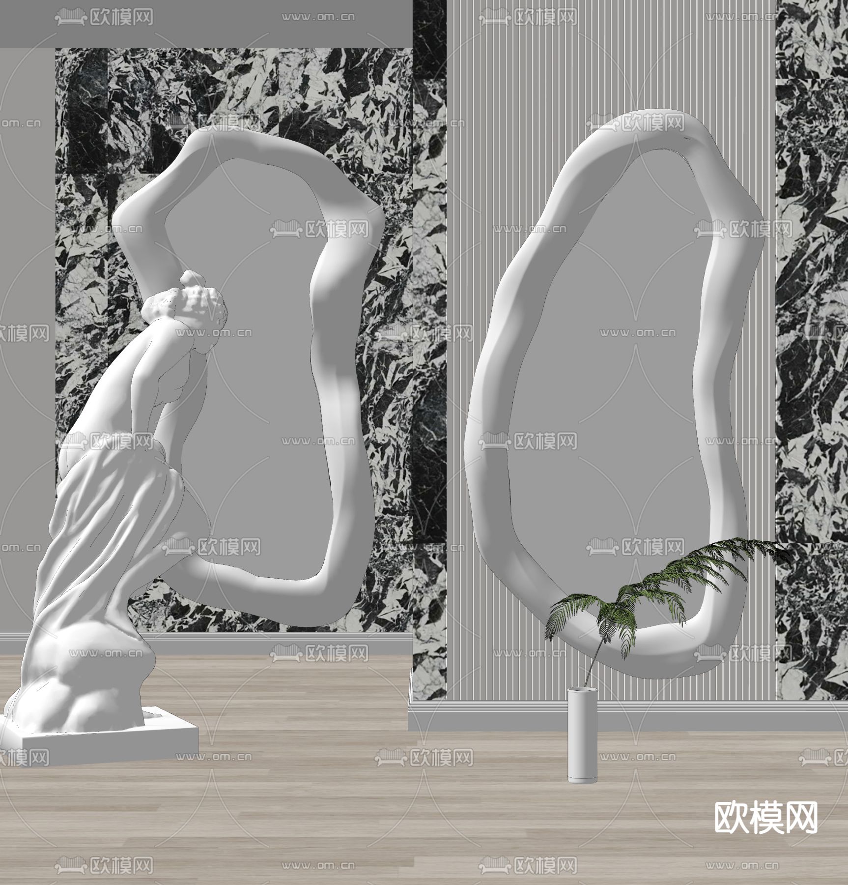 落地镜子 全身镜子 试衣镜su模型下载（渲染图1）