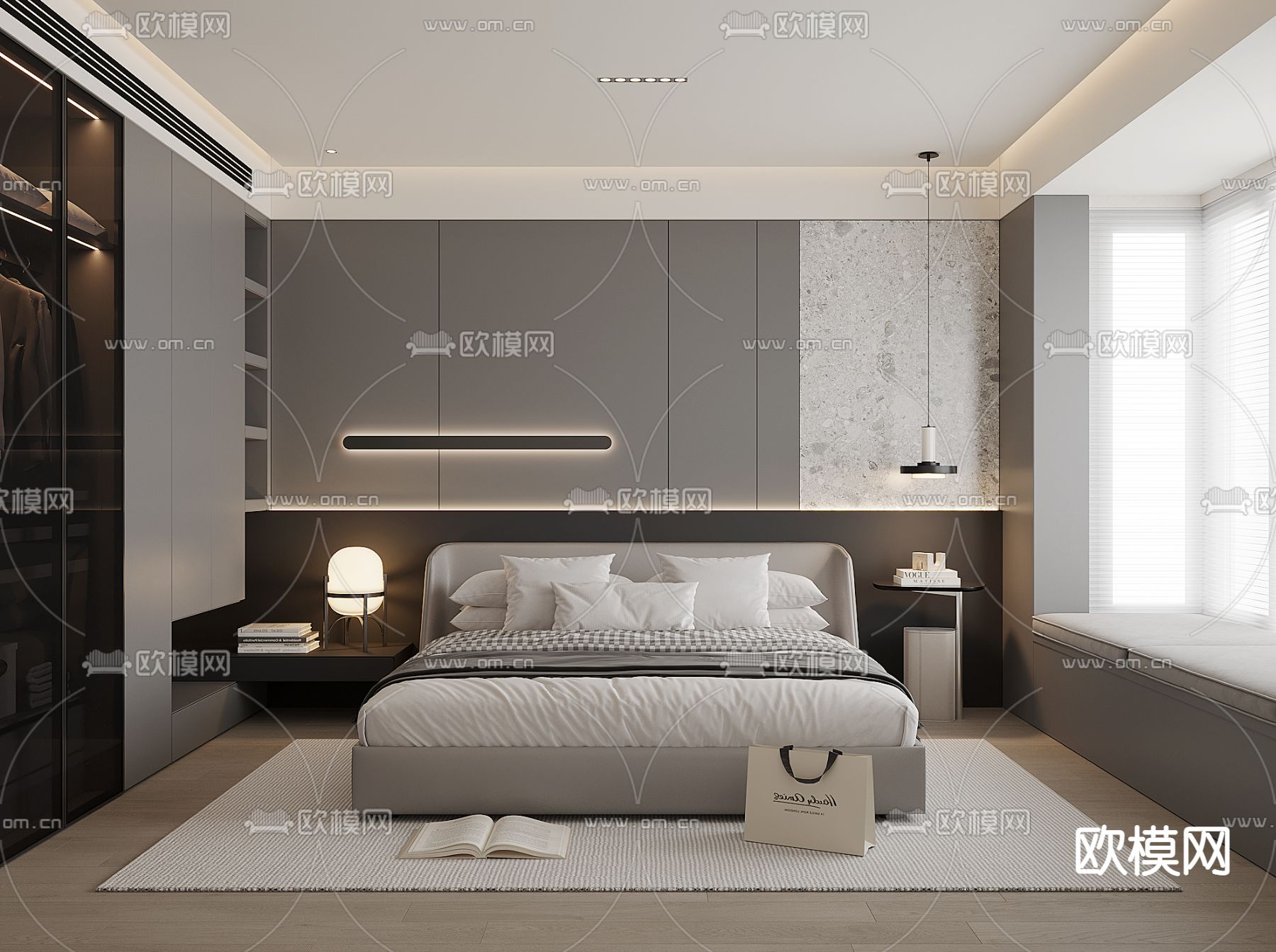 现代卧室 主卧3d模型下载