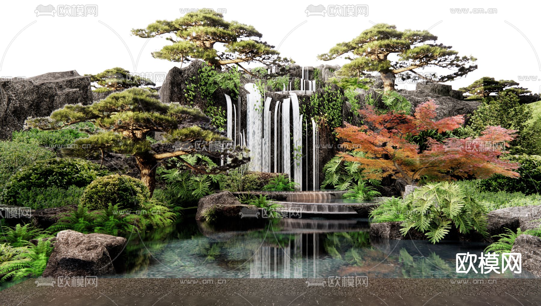 假山水景 跌水景观 叠水景观3d模型下载