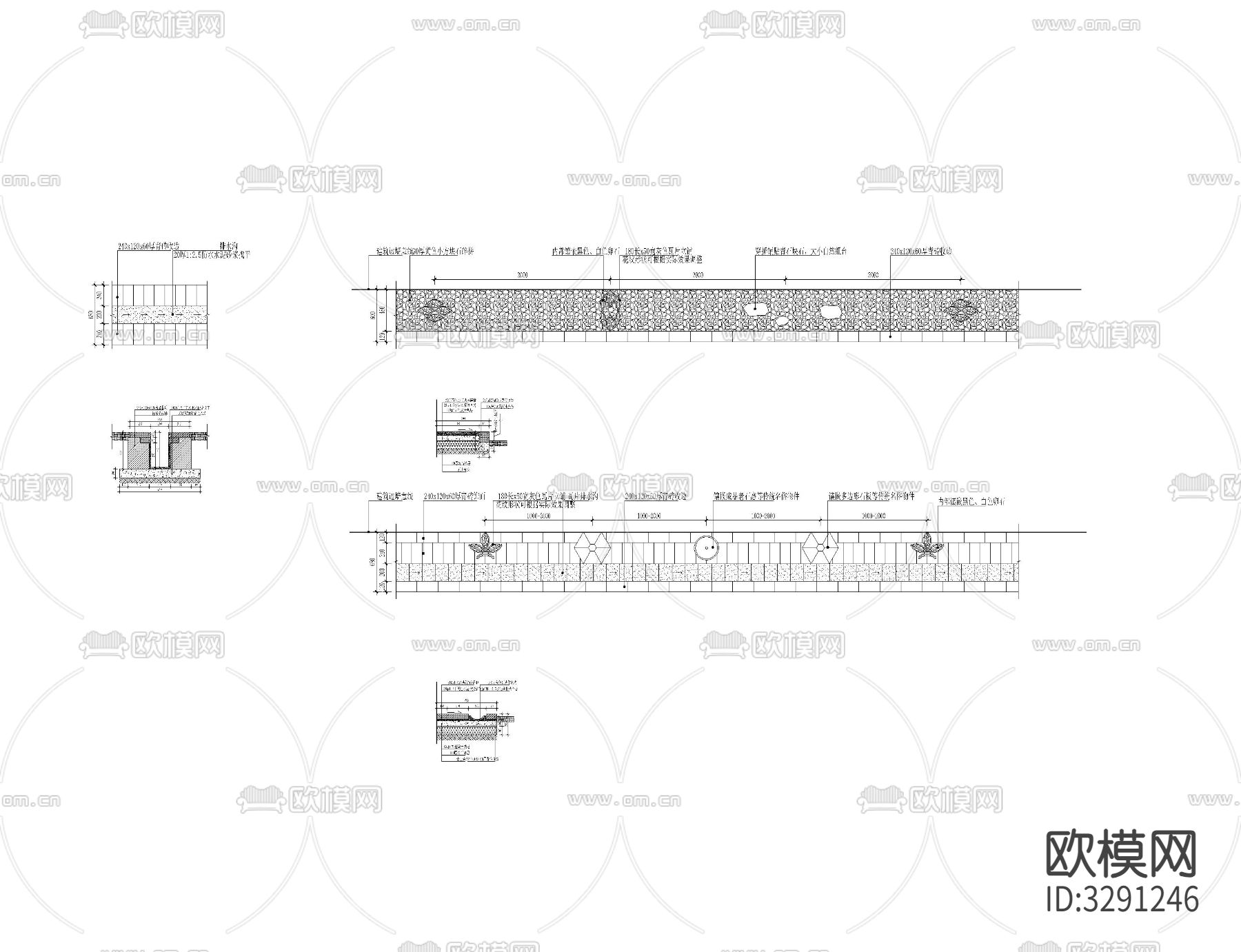 庭院及院墙cad大样图下载（渲染图1）