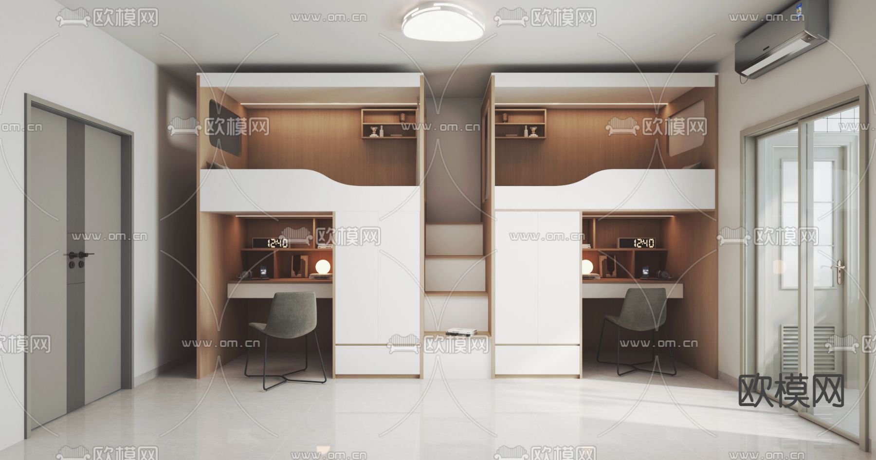 研究生宿舍 大学宿舍3d模型下载（渲染图3）