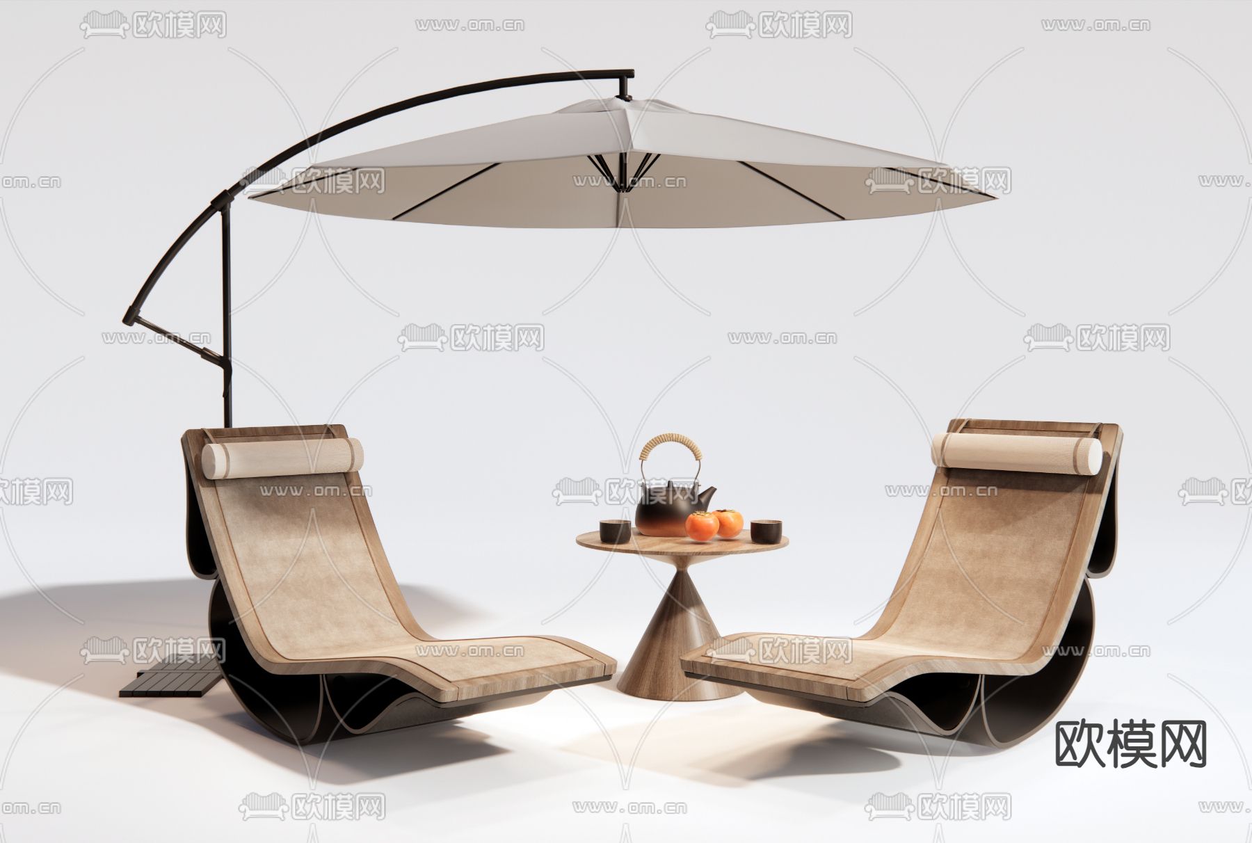 现代户外椅 摇摇椅su模型下载（渲染图2）