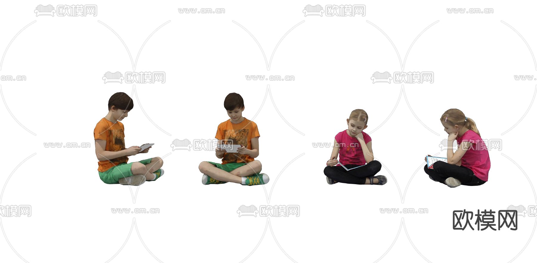 欧式学生 儿童人物su模型下载