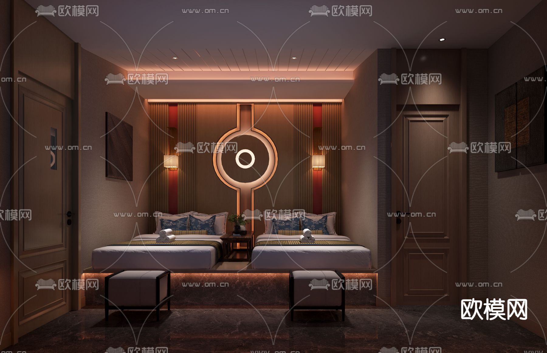 新中式足浴包间 SPA间3d模型下载