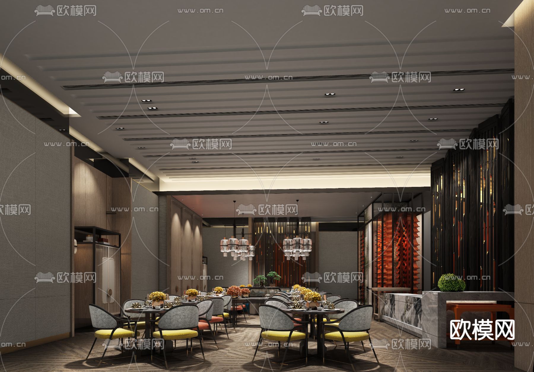 酒店餐厅 西餐厅3d模型下载