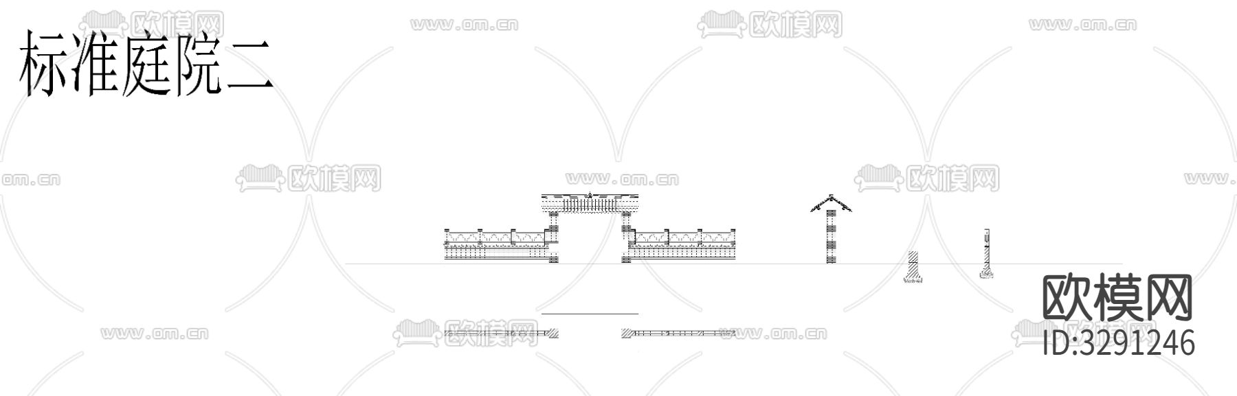 庭院及院墙cad大样图下载（渲染图4）
