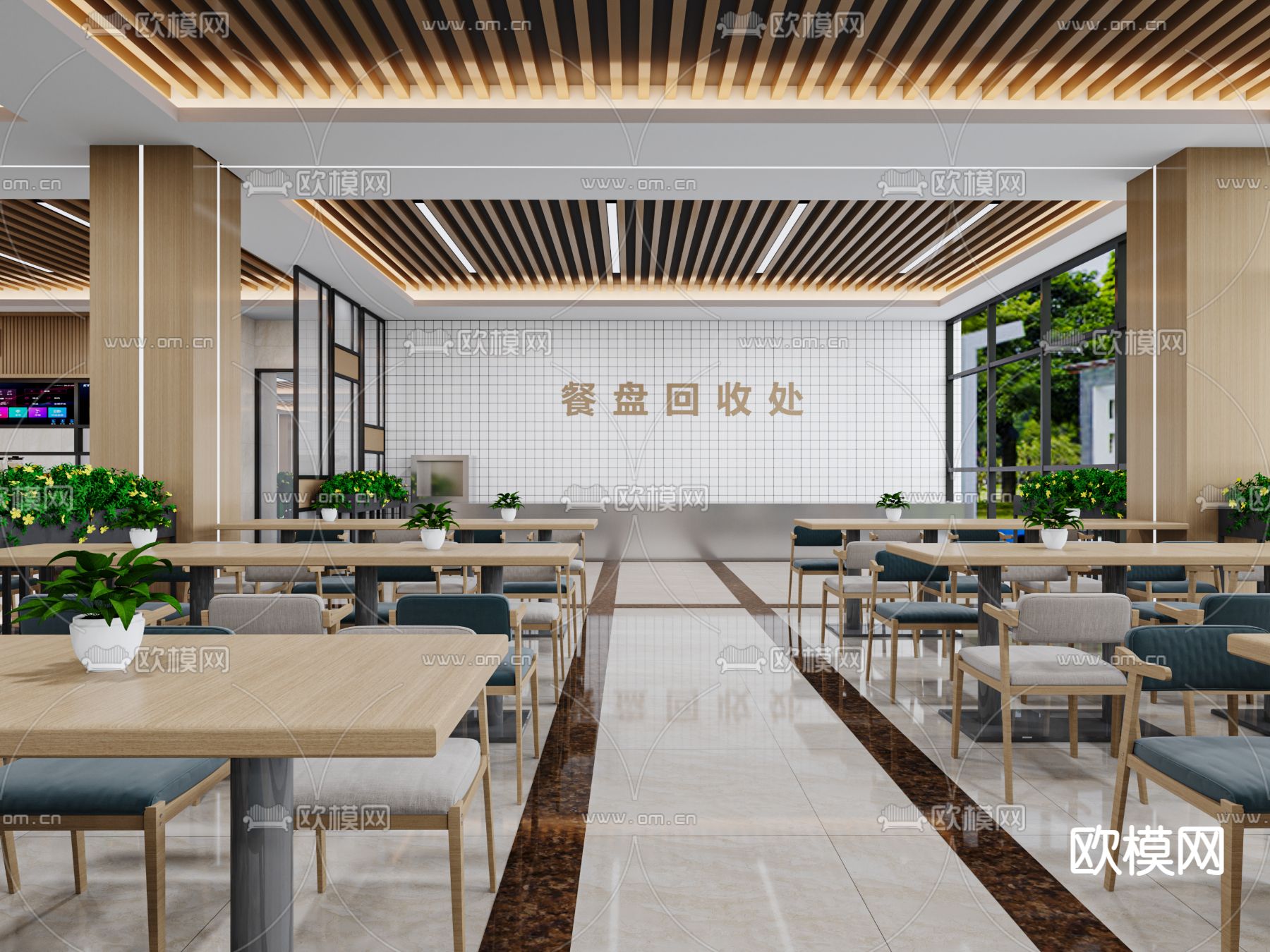 员工餐厅 职工食堂3d模型下载（渲染图4）