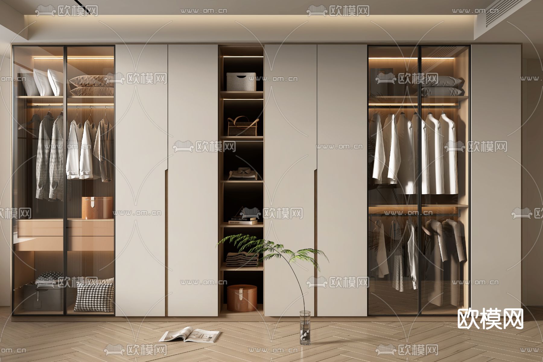 现代衣柜3d模型下载