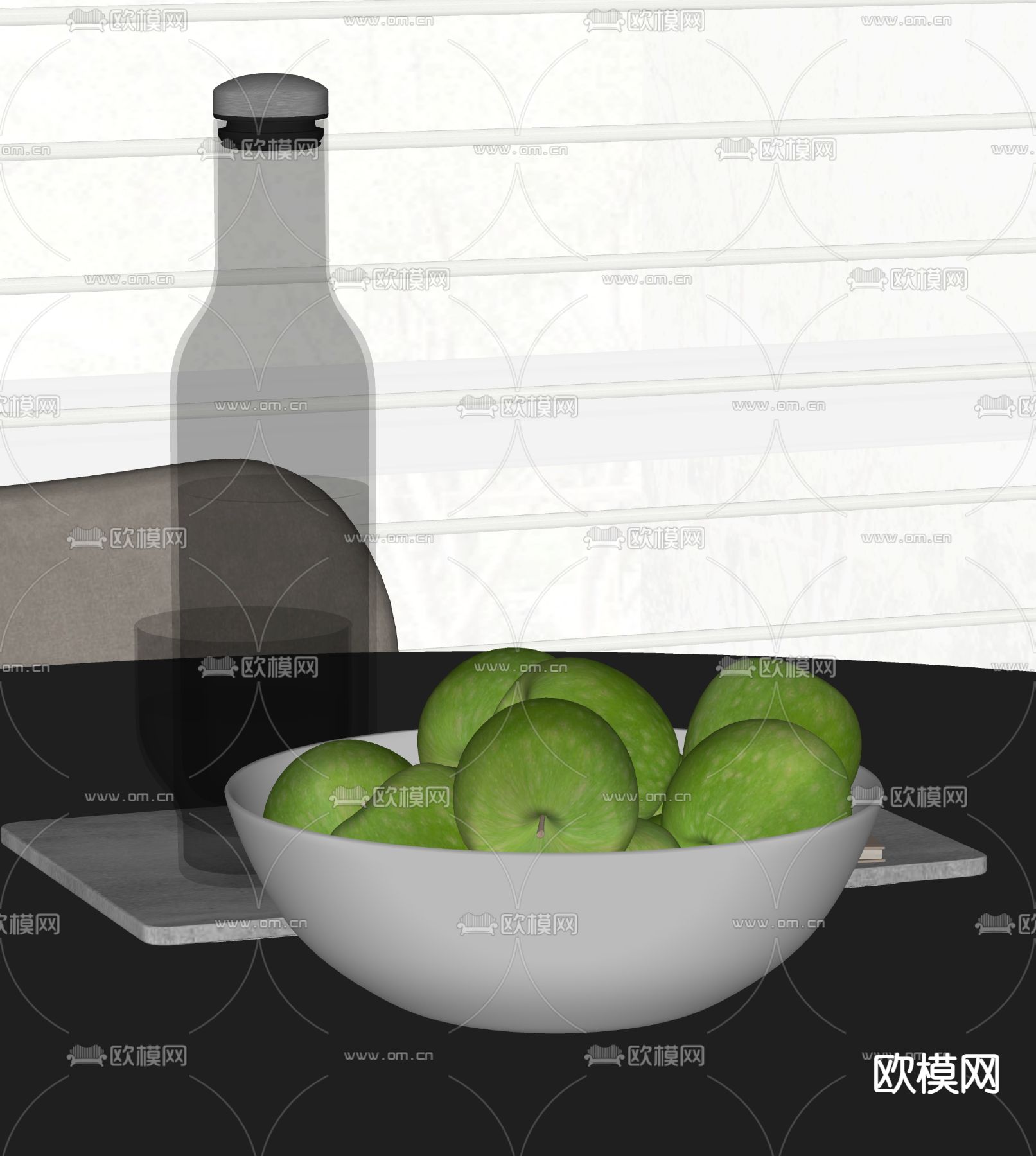 水杯 水瓶 碗 水果 食物su模型下载（渲染图1）