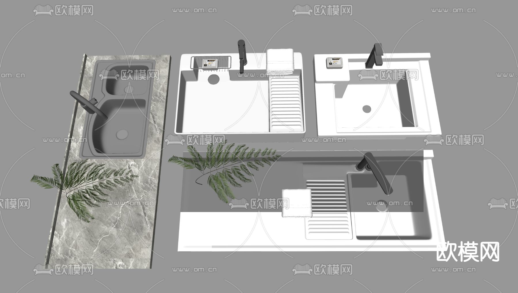 洗手台 台盆 洗漱台su模型下载（渲染图1）