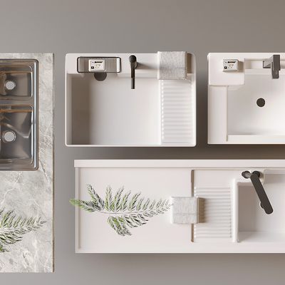  洗手台 台盆 洗漱台su模型 