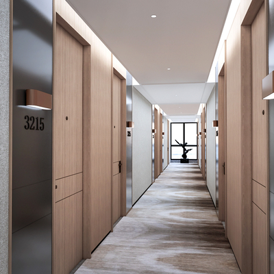  现代办公室过道 走廊su模型 