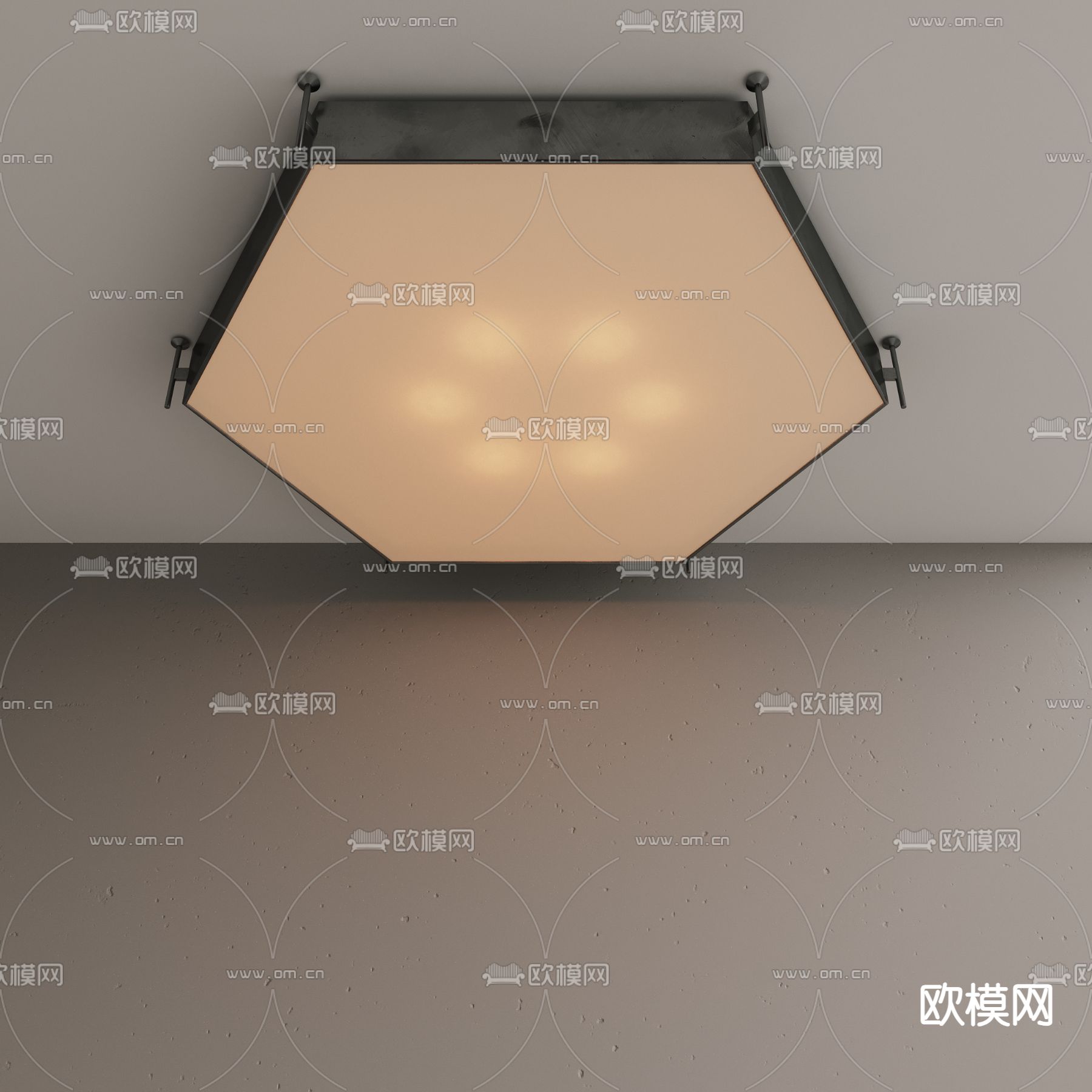 侘寂吸顶灯su模型下载（渲染图2）