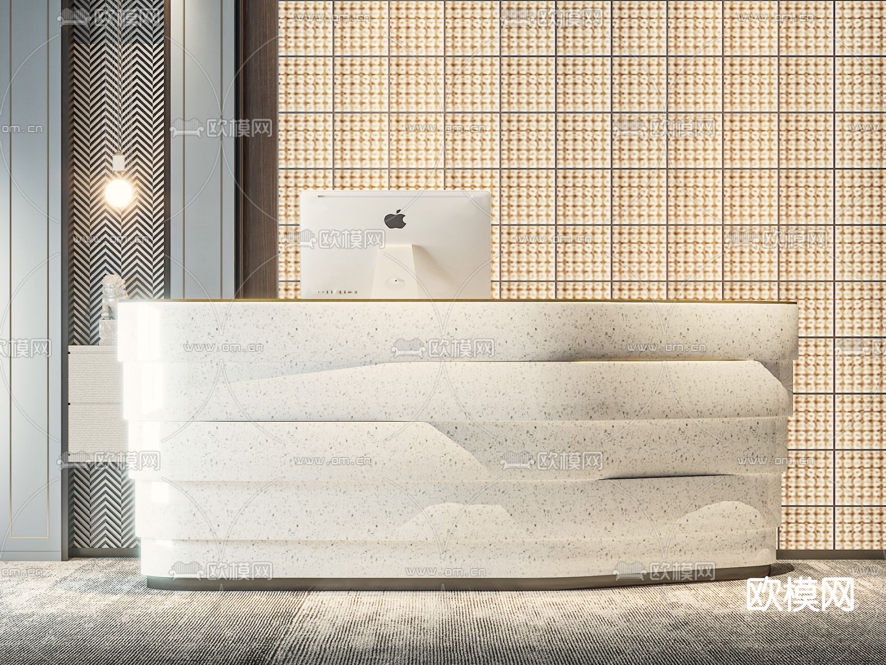 轻奢前台 接待台3d模型下载