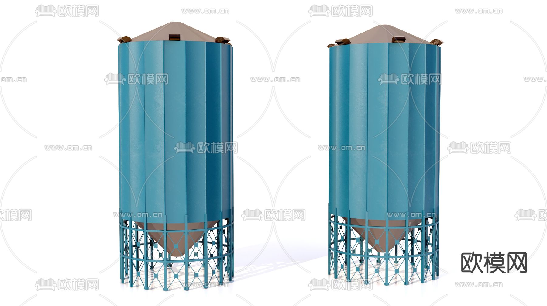 工业设备 搅拌站 水泥罐3d模型下载