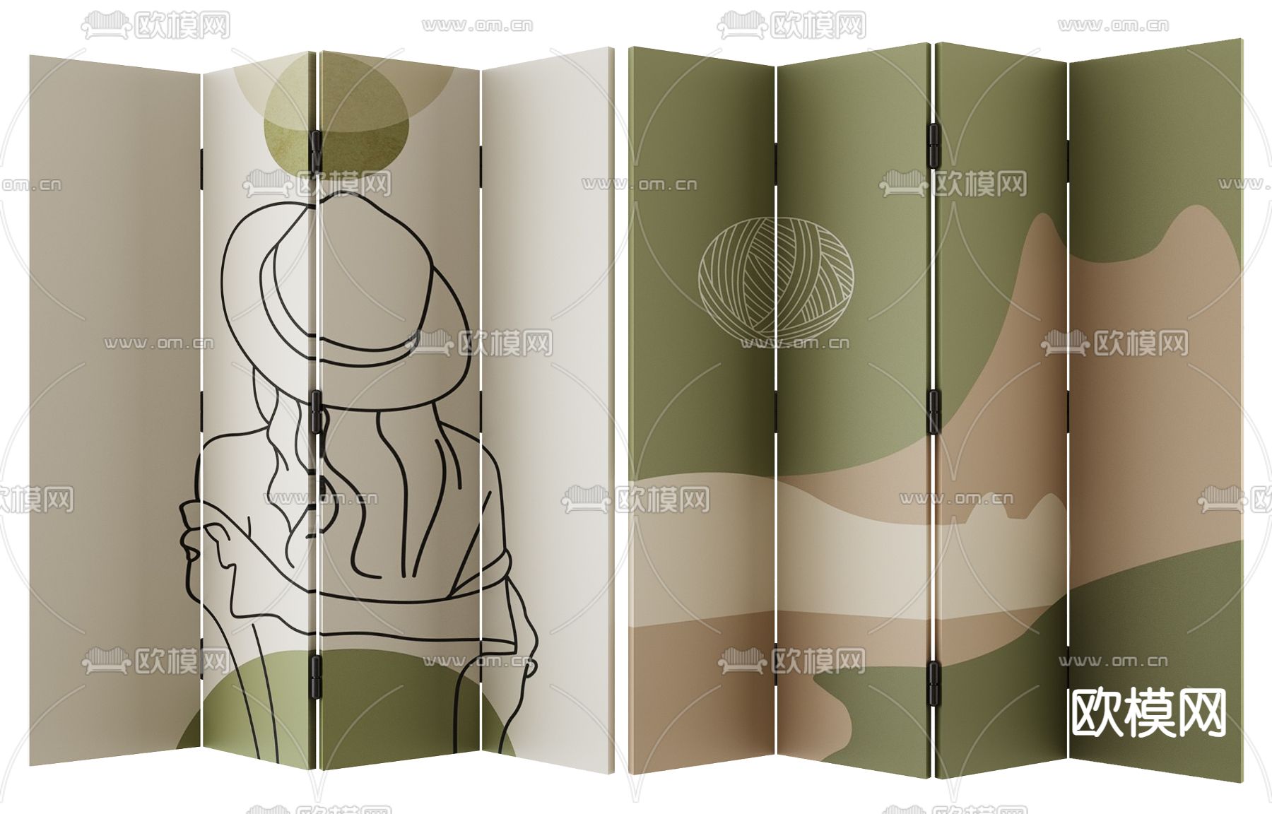 法式屏风3d模型下载