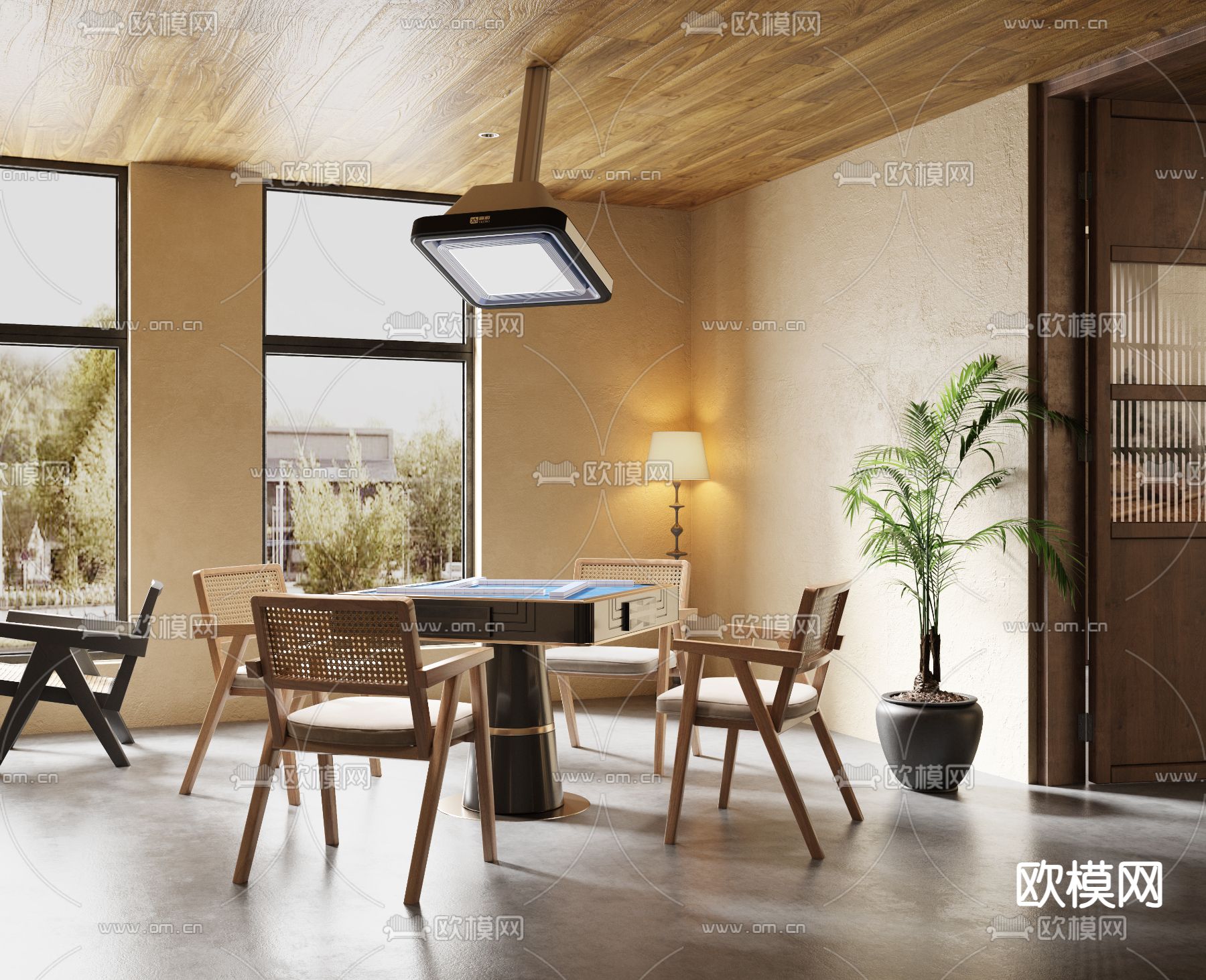 侘寂风棋牌室su模型下载（渲染图3）