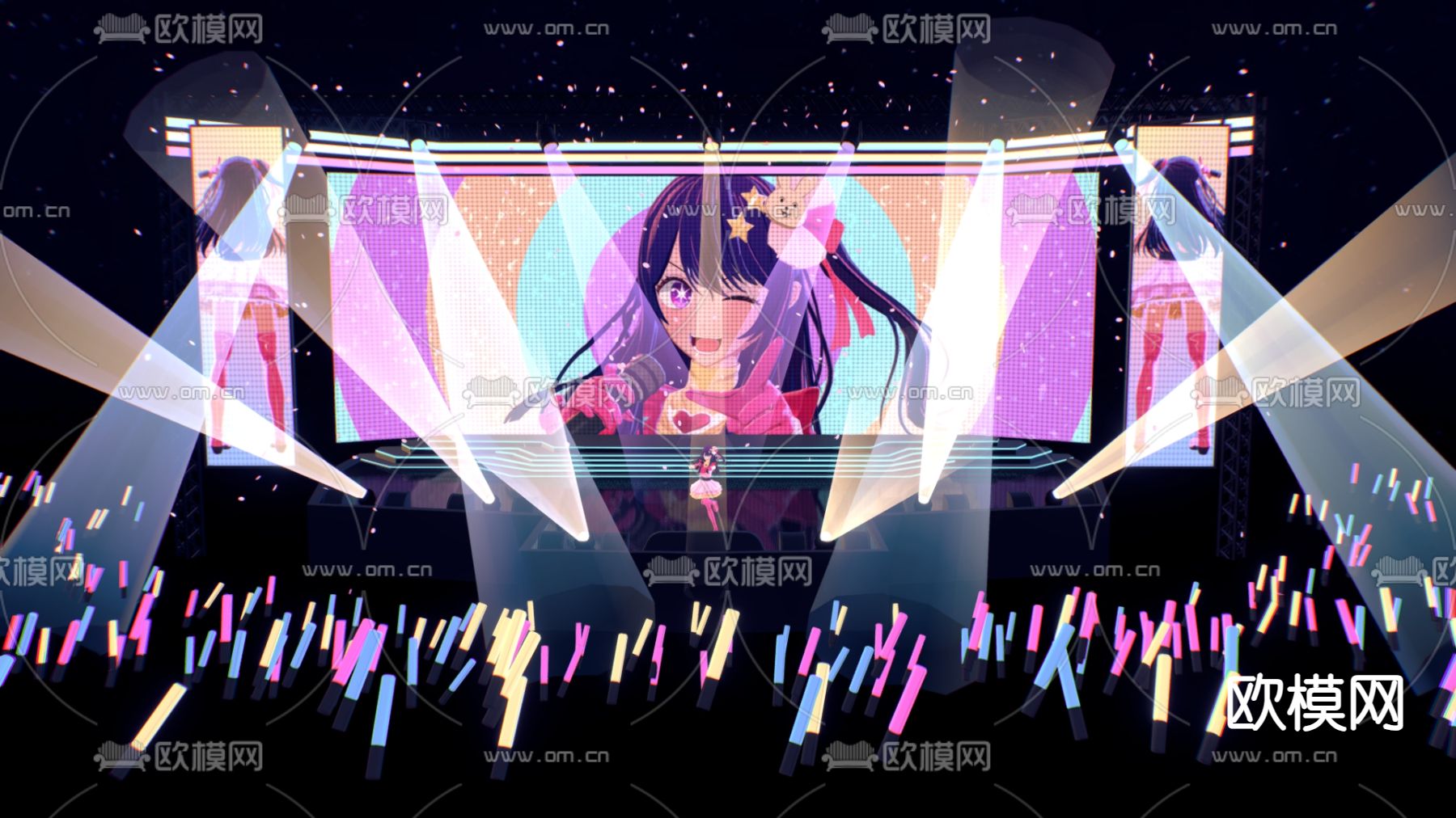二次元舞台 动漫演唱会su模型下载（渲染图3）