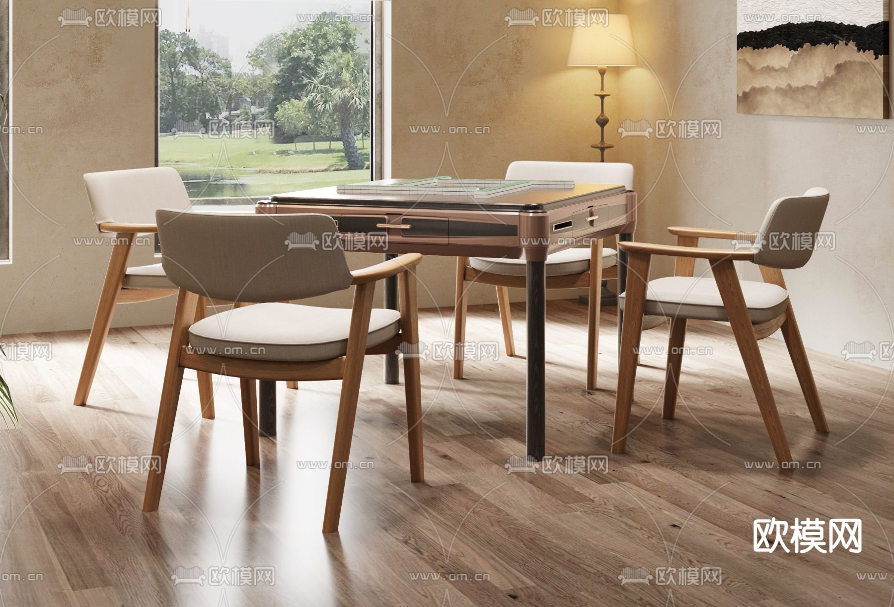 侘寂风棋牌室su模型下载（渲染图2）